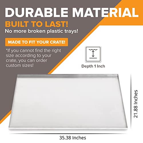 Metal Dog Crate & Kennel Replacement Tray/Pan, Galvanized, 35.4x21.9 in | Chew-proof, crack-proof, rust-resistant. Fits Most Standard 36 in Crates. - color: Galvanized, size: 35.4"L x 21.9"W x 1.0"H
