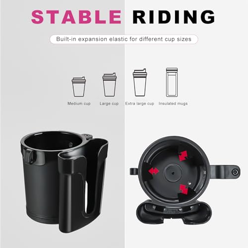 Bike Cup Holder, Motorbike Handlebar Drink Bottle Cage with Cell Phone & Key Holders, Universal Water Bottle Cage Beverage Holder for Most Motorcycles Scooters Bikes (Black & Gray) - color: Black & Gray