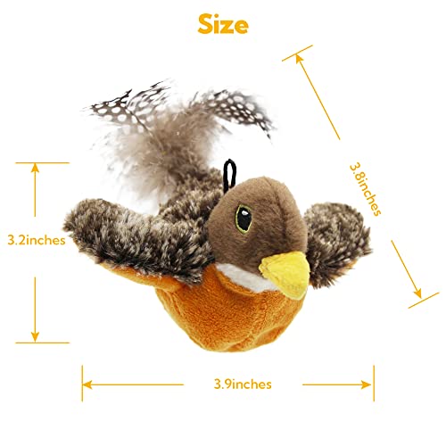 Flapping Bird Cat Toy, Motion Activated with Catnip, 3 Modes & USB Rechargeable, Machine Washable Interactive Toy for Indoor Cats - style: Robin Bird
