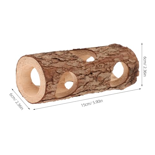Toddmomy Wooden Hamster Hideout Tunnel for Small Animals 5.90X2.36X2.36In Rat and Guinea Pig Shelter Tube Habitat Safe Play and Rest Space