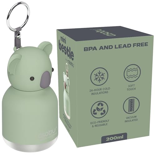 asobu Mini Bestie Water Bottle, Cute Collectible Character, Stainless Steel | 6.7 oz, Leak Proof Seal, Spill Resistant, BPA Free Materials, Dishwasher Safe, Reusable Straw Included, Great Gift Idea - color: MINI FINN THE KOALA