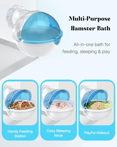 Pawfly Hamster Sand Bath Container, Removable Hamster Dust Bath & Bathroom, Multi-Use Hamster Cage Accessories for Gerbil, Chinchilla, Syrian Hamsters & Small Animals