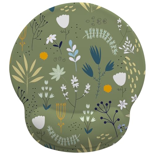 Green Flowers Mouse Pad with Gel Wrist Support, Smooth Surface Ergonomic Mouse pad, Non-Slip Pain Relief Desk Mat for Gaming, Work & Office Desktop 6 - color: Flowers 6