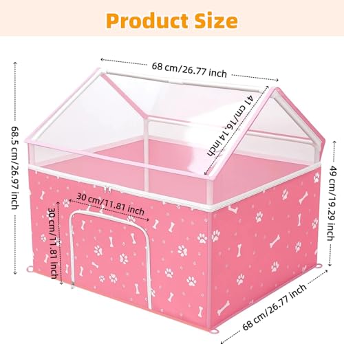 Cat Playpen, Puppy Playpen Small Dog Pet Crate Tent Cage Indoor & Outdoor, Cat House Enclosure Kennel Dogs/Cats/Rabbits/Hamster (Pink)