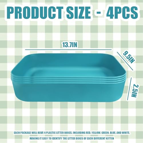 Small Litter Box, Plastic Kitten Litter Box, 13.9 x 9.8 x 3 Inch Open Litter Box for Small Pet, Easy to Clean (Blue 4PCS) - color: Blue 4PCS