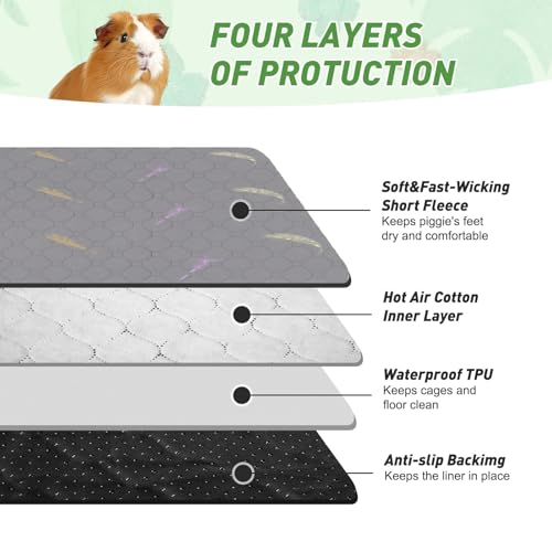 2Pcs Guinea Pig Cage Liners,Guinea Pig Fleece Cage Liners24''X72'' Super Absorbent Washable Pee Pads Reusable for Rabbit Hamster Chinchilla - size: 12 In 2x6(24" x 72") 2Pack