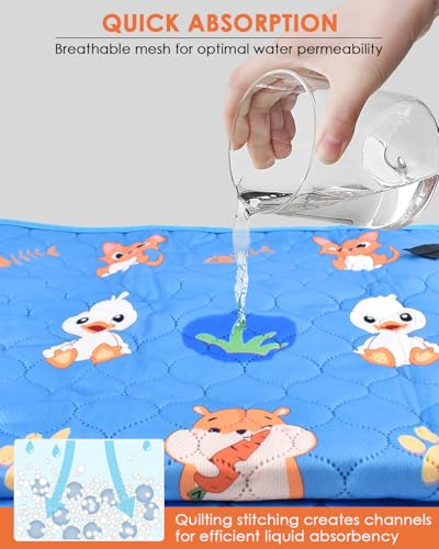Bissap 2 Packs Guinea Pig Cage Liners, 47''x 24'' Washable Guinea Pig Pee Pads Non Slip Reusable Fast and Super Absorbent Bedding for Small Animals Rabbit Hamster Chinchillas Rat - Blue - color: Blue, size: 47''x 24''