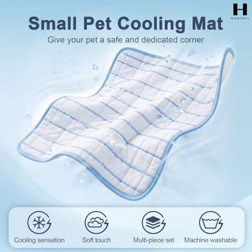 8 Pack Small Animal Cooling Mats, 17 x 11.6 Inch Washable Rabbit & Guinea Pig Cage Pads, Soft Pet Mats for Carrier, Crate and Travel