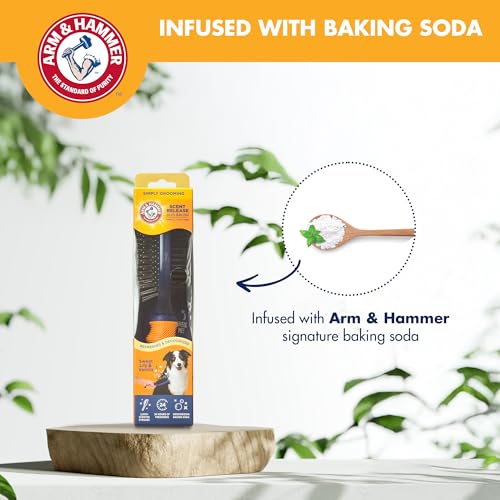 Arm & Hammer Deodorizing Pin & Bristle Dog Brush, Lily & Vanilla Scent | Fragrance transfer technology, baking soda infused, detangling and deshedding, for long-haired dogs daily - size: 1-Pack, style: Pin/Bristle Duo Brush - Sweet Lily & Vanilla