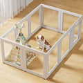 Clear Acrylic Dog Playpen with Door,23.6" Puppy Playpen,Easy Assemble Pet Fence,10-Panel for Puppies/Small Dog Play Pen Indoor (White, 23.6 Inch-H, 10 Panel) - color: White-10
