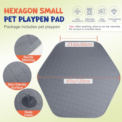 Pawaboo Small Animals Playpen with Pad, Green + Grey | Waterproof, Reusable Pad, Portable Outdoor Yard Fence, For Chick/Kitten/Puppy/Guinea Pig/Rabbits/Chinchillas - color: Green + Grey