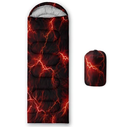 QOOMO Camping Sleeping Bags,3 Season Warm & Cool Weather,Lightweight,Waterproof Sleeping Bags for Adults & Kids,Traveling,and Outdoors,Camping Gear Equipment - color: Red Lighting 3