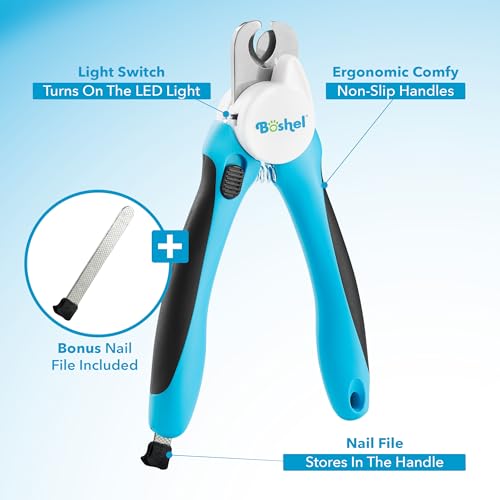 LED Large Dog Nail Clippers with Quick Sensor, Light, and Safety Guard, Pet's Sharp Toenail Cutter and File - size: LED - Large/Medium