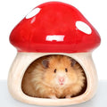 BNOSDM Ceramic Hamster Hideout Cute Mushroom Shape Hamster House and Habitat Cool Hamsters Hide Suitable for Syrian, Mice, Dwarf Hamsters, Gerbils (Red) - color: Red Hideout Solo