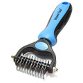 Maxpower Planet Pet Grooming Brush - Double Sided Dematting Undercoat Rake for Dogs and Cats, Extra Wide Pet Brush to Reduce Shedding by 95% (Blue, S) | 9 & 17 Teeth, Deshedding & Dematting Tool, Long & Thick Double Coats, Non-Slip Handle, Reduces Sheddin