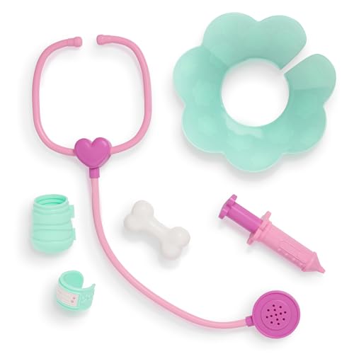 Pucci Pals Plush Cocker Spaniel Vet Care Carrier, 8-Piece Dog Set, Pet | 8-piece plush pet playset with Cocker Spaniel, pink and blue carrier bag, stethoscope, syringe, cast, cone, 2+ Years - style: Cocker Spaniel with Vet Kit