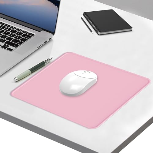 Mouse Pad with Stitched Edge, Multiple Patterns Computer Mouse Pads with Non-Slip Rubber Base, Washable Cloth Mousepad, for Gaming, Laptop, PC (Pink) - color: 04Pink