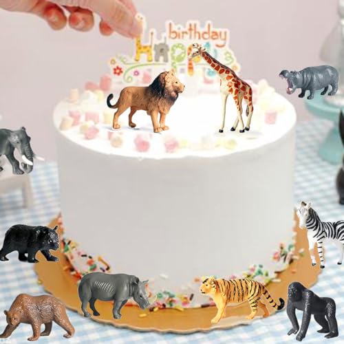 12 Pcs Figures Toys Realistic Mini Safari Zoo Animal Figurines, Plastic Learning Educational Playset Animal Themed Party Supplies Cake Topper Ornaments for Easter Egg Birthday Christmas - size: 12 Pcs Zoo Animal