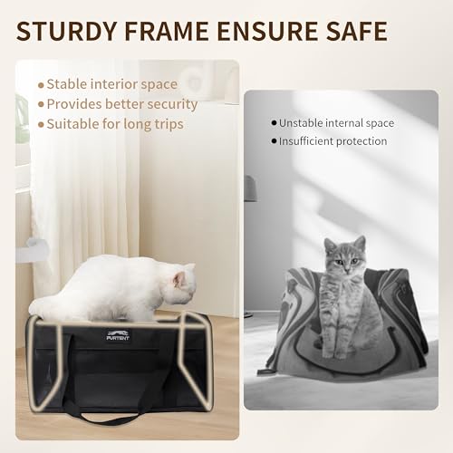 Pet Carrier Airline Approved, Soft Sided Cat Carrier for Small Pets up to 13 lbs, TSA Approved Dog Travel Bag, Portable Soft Sided Pet Carrier for Kittens and Puppies (Black, Travel Litter Box) - color: Black