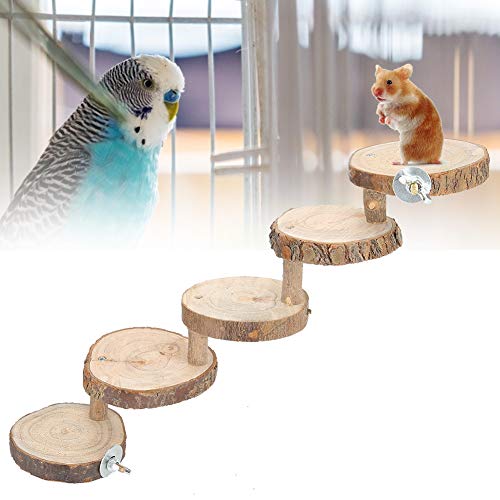 Tiiyee Wooden Hamster Ladder, Bird Parrot Ladder Perch Wood Climbing Bridge | Parakeet Cage Toy Ramps Exercise Stands Activity Platform Playground Accessories for Small Animals Gerbil Mice Mouse Rat