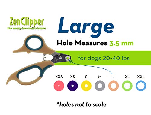 Zen Clipper Dog Nail Clippers - Conical Blade, No Overcut - Easy-to-use Dog Nail Trimmer for Stress Free Home Grooming – Sharp Conical Blade Makes a Clean, Splinter-Free Cut (3.5mm Hole) - size: Large - 3.5mm hole