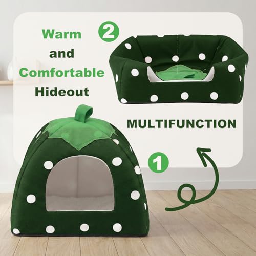 Guinea Pig Bed Rabbit Hideout Warm Fleece Cuddle Cup Washable Sleeping House for Small Animals Pet/Ferret/Chinchilla/Bunny (Drak Green) - color: Drak Green