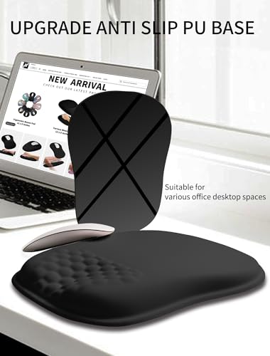 Hokafenle Ergonomic Wrist-hugging Mouse Pad Wrist Support, U-shaped Holding Wrist Rest Mousepad for Carpal Tunnel Pain Relief with Cushioned Memory Foam Slope Massage Bulge (Classic 10.2x8.3 in,Black) - color: Black