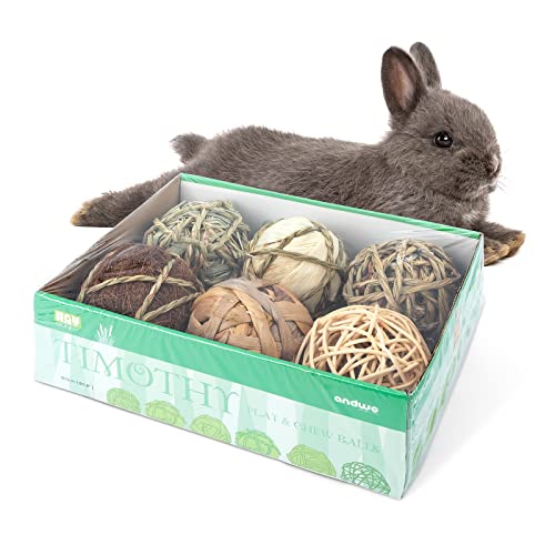 andwe Small Animals Play Balls Rolling Chew Toys & Gnawing Treats for Rabbits Guinea Pigs Chinchilla Bunny Degus - Pet Cage Entertainment Accessories - size: Pack of 6