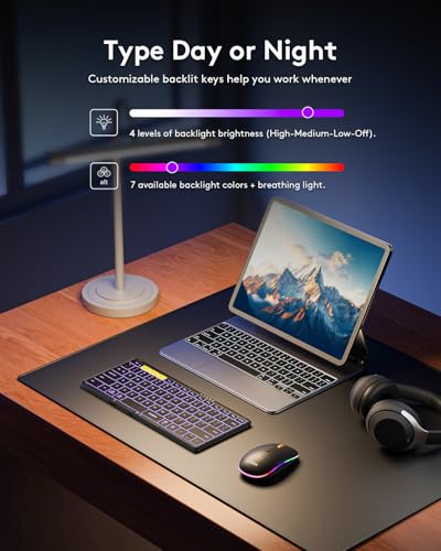 Samsers Full-Size Travel Foldable Keyboard and Mouse with Backlight, Black | 0.65in Keycap, Backlit, PU Leather Cover, Portable Wireless Mouse, Hard Case, 2.4G + BT5.0 x 2, Work Efficiency, On-the-go - color: BL Black