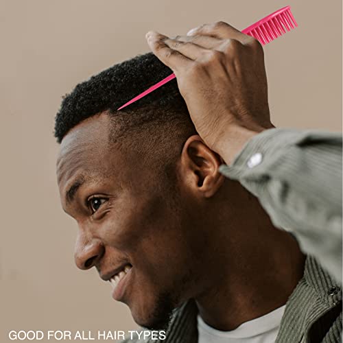 Allegro Combs 60 Parting Three Row Combs Salon Hairstylist Hairdresser Detangle Combs For Natural Hair And Wigs For Curly Hair Made In The Usa 2 Pcs. (Pink) - color: Pink