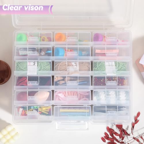 Plastic Storage Box with 18 Small Boxes Large Storage Box (18 Pack-Clear) | Multifunctional Design,Stackable,See Through,Versatile Organization,Space-Saving,Durable,Dust Protection,Clear - color: 18 Pack Small -Clear