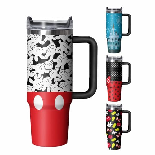 30oz Cartoon Mouse Tumbler with Handle and Straw Lid | Stainless Steel Insulated Tumbler, BPA FREE Travel Coffee Mug Cup for Car Cold and Hot - Birthday, Christmas Gift - color: Palm, size: 30 Ounces