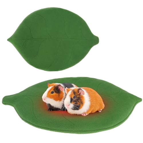 Homimp Guinea Pig Bedding Mat Washable, Ultra Soft Fleece Warm Small Animal Beds, Absorbent & Waterproof Rabbit Winter Sleeping Pad for Rabbit Hamster Squirrel Hedgehog Chinchilla Ferret, Leaf 12"x18" - color: Green, size: 12x18IN(1 Pack)