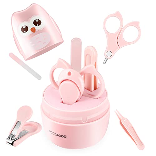 Baby Nail Clippers, 4-in-1 Safe Baby Nail Kit with Cute Case, Nail Clipper, Scissors, Tweezers, Baby Nail File Set for Newborn, Infant, Toddler and Kids-Pink - color: Pink