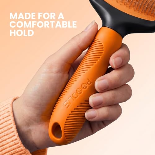 Poodle Pet Slicker Brush - For Dogs, Cats, Rabbits - Matted/Loose Fur, Knots - Suitable for Doodle/Goldendoodle Grooming and Shredding Short/Long Hair (Orange) - color: Orange, size: Regular Size