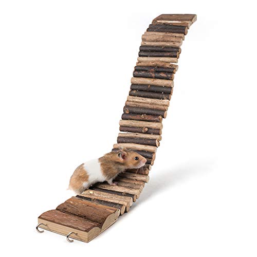 Niteangel Hamster Suspension Bridge Toy: 21.8" x 2.8" Flexible & Bendable | Enhances Coordination & Balance Long Climbing Wooden Ladder for Hamsters Mice Gerbils Sugar Glider Rat and Other Small Animal - size: 21.8L x 2.8W