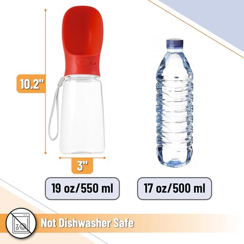 Mr. Pen- Portable Dog Water Bottle, 19 oz, Large | Leak Proof Puppy Water Dispenser with Drinking Feeder for Pets, Outdoor Walking, Hiking, Travel, Not Dishwasher Safe - color: Red