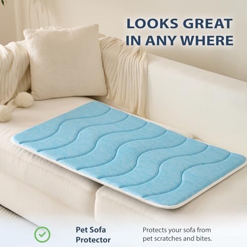 MICROCOSMOS 0.8" Thick Cooling Dog Foam Pad & Summer Pet Sleeping Mat, Machine Washable, Materials Safe, Portable Flat Pet Bed for Dogs.(Sky Blue, 48" x 30") - color: Sky Blue, size: 48"L x 30"W x 0.8"Th