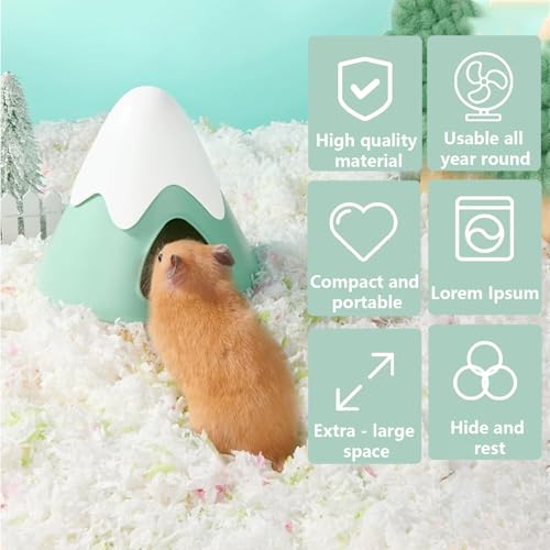 Hamster Hideout, Snowy Mountain Shape Hamster Hide House,Cute Small Animal Habitat Hideaway Hut for Syrian Hamsters, Mice, Gerbils, Rats (Green) - color: Green
