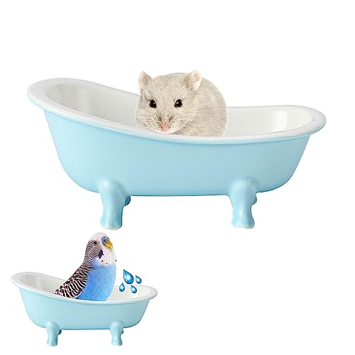 Cute Hamster Bed, Small Animal Ice Bathtub, Sand Bath Container Accessories Cage Toys, Ceramic Relax Habitat House, Sleep Pad Nest for Hamster, Food Bowl for Guinea Pigs/Squirrel/Chinchilla - color: Blue