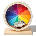 7 Inch Hamster Wooden Silent Wheel, Rainbow Printed Small Animal Exercise Wheel, Quiet Spinner Hamster Running Wheels Prevent Depression Toys for Hamsters, Gerbils, Mice and Other Small Pets - size: Small