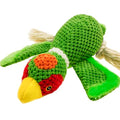 Dog Squeaky Toys Plush Mallard Duck Dog Chew Toy with Knotted Rope Tassels, Teething Interactive Tug Toy for Small, Medium and Large Dogs - color: Green Bird