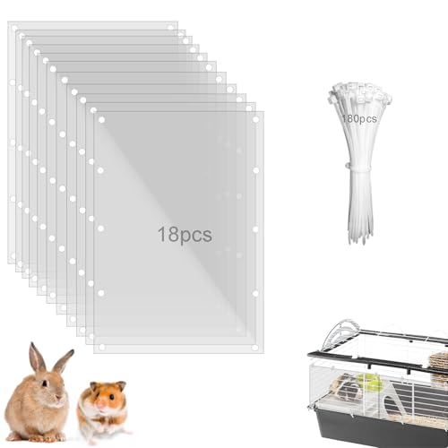 Pet Cage Liner Protection, Rabbit Cage Plastic Panels, 18 PCS Cage Urine Guard for Rabbit, Guinea Pig, Hamster, Hedgehog, Chinchilla, Ferret, Bunny - Transparent, 11.8"x7.9" - size: 18PCS,11.8"x7.9"
