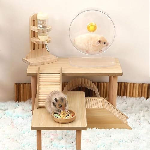 2-Piece Set Hamster Play Wooden Platform for Dwarf Syrian Hamsters Gerbils Mice Degus or Other Small Pets