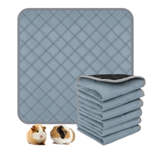 6 Packs Washable Guinea Pig Cage Liners, Waterproof Guinea Pig Pee Pads Reusable Absorbent Bedding Anti Slip Mats for Small Animals Bunny Rabbit Hamster (12 x 12in) - size: 12 x 12in / 6 Packs