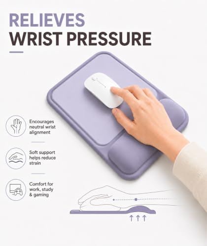 Ergonomic Mouse Pad with Wrist Rest, Gel Mousepad with Soft Wrist Support, Non-Slip PU Base, Smooth Surface Mouse Pad for Wrist Pain Relief, Computer Laptop Office Home & Gaming (Purple) - color: Purple