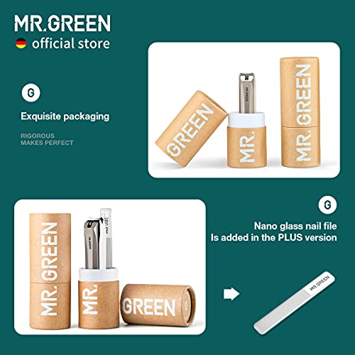 MR.GREEN Nail Clippers Anti Splash Fingernail Cutter Stainless Steel Manicure Tools Nail Scissors Detachable Design Nail Trimmer (M+Nano Glass File) - size: Medium with Nano Glass File