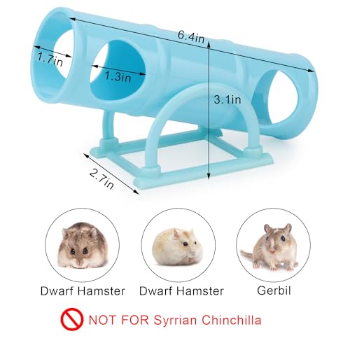 Hypeety Hamster Plastic Seesaw Tunnel Toy Mouse Hollow Tunnel Tube Toy | 2-in-1 tunnel and seesaw, funny exercise gym playground for dwarf hamsters/gerbils/mice/small pets, promotes exercise, blue - color: Blue