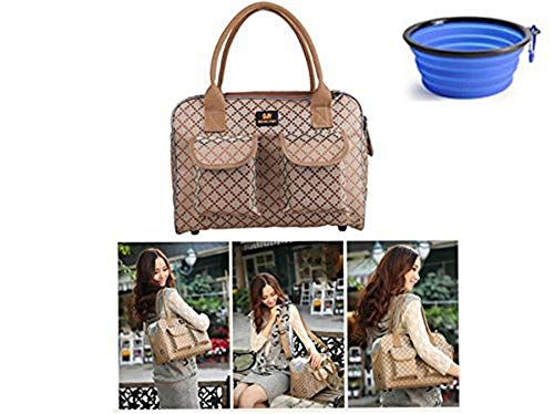 Hubulk Dog Carrier Bag Pet Tote Bag Doggie Handbag Cat Purse Puppy Pouch, Free Collapsible Dog Bowl Included (S Khaki) - size: 13.7"L x 7.0"W x 10.0"H