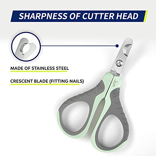 Pet Nail Clippers U07.1, Professional Claw Trimmer, Bended Scissor Special for Cats, Kittens, Dogs, Puppies, Small Animals, Grey/Tea Green - color: #09 Grey/Tea Green